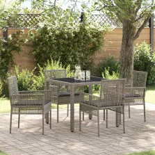 vidaXL Kert étkező szett 5 pcs Szürke Poli rattan