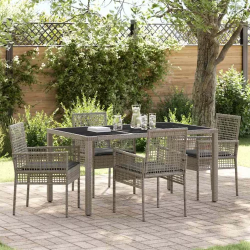 vidaXL Kert étkező szett 5 pcs Szürke Poli rattan