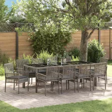vidaXL Kert étkező szett 11 pcs Szürke Poli rattan