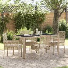 vidaXL Kert étkező szett 5 pcs Bézs Poli rattan