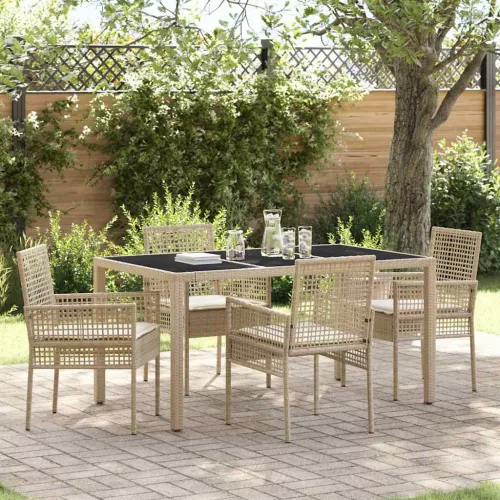 vidaXL Kert étkező szett 5 pcs Bézs Poli rattan