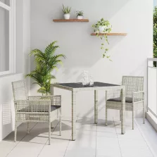 vidaXL Kert étkező szett 3 pcs Világosszürke Poli rattan