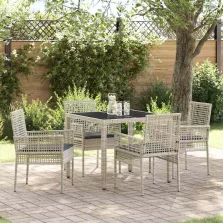 vidaXL Kert étkező szett 5 pcs Világosszürke Poli rattan