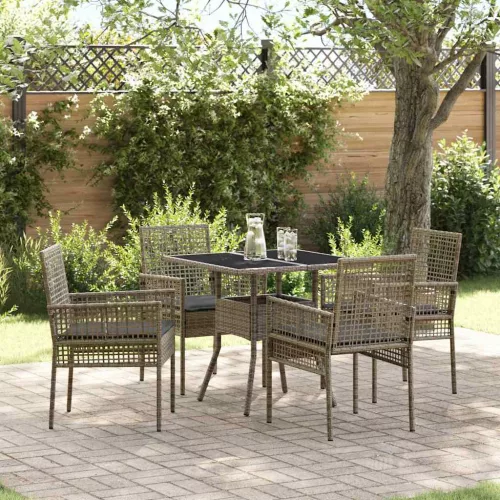 vidaXL Kert étkező szett 5 pcs Szürke Poli rattan