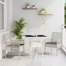 vidaXL Kert étkező szett 3 pcs Szürke Poli rattan
