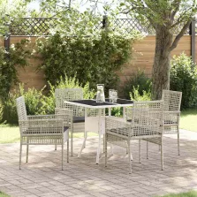 vidaXL Kert étkező szett 5 pcs Szürke Poli rattan