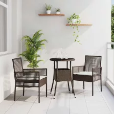vidaXL Kert étkező szett 3 pcs Barna Poli rattan