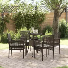 vidaXL Kert étkező szett 5 pcs Barna Poli rattan