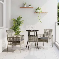 vidaXL Kert étkező szett 3 pcs Szürke Poli rattan