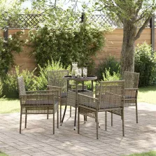 vidaXL Kert étkező szett 5 pcs Szürke Poli rattan