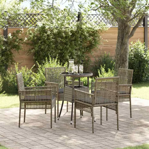 vidaXL Kert étkező szett 5 pcs Szürke Poli rattan