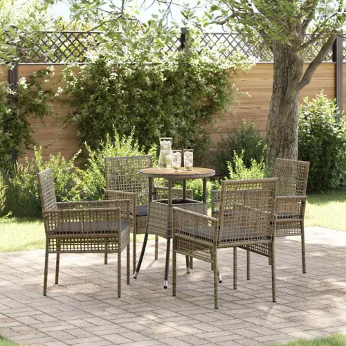 vidaXL Kert étkező szett 5 pcs Szürke Poli rattan