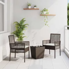 vidaXL Kert Bistro Készlet 3 pcs Barna Poli rattan