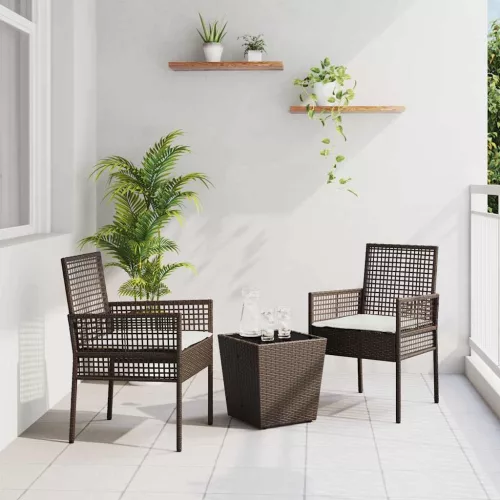 vidaXL Kert Bistro Készlet 3 pcs Barna Poli rattan