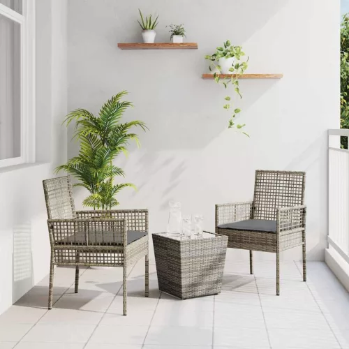 vidaXL Kert Bistro Készlet 3 pcs Szürke Poli rattan