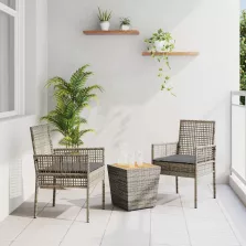 vidaXL Kert Bistro Készlet 3 pcs Szürke Poli rattan