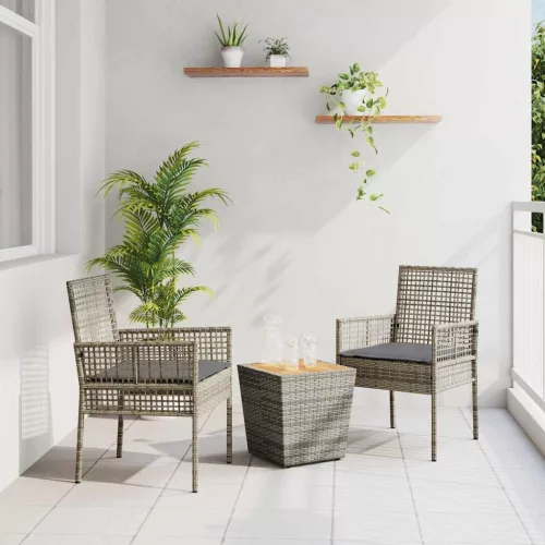 vidaXL Kert Bistro Készlet 3 pcs Szürke Poli rattan