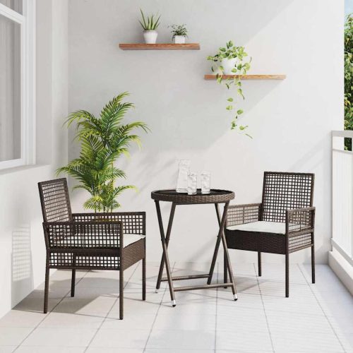 vidaXL Kert Bistro Készlet 3 pcs Barna Poli rattan