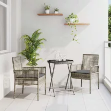 vidaXL Kert Bistro Készlet 3 pcs Szürke Poli rattan