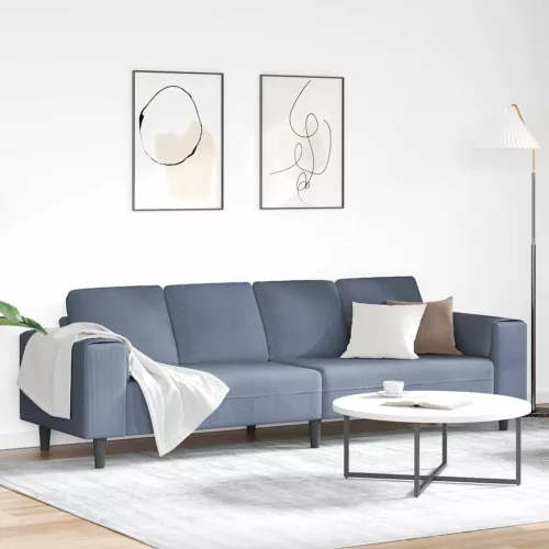 Szövet kanapé párnával Kék 208 cm Bársony anyag