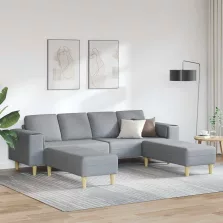 Kanapé Szett 3 pcs Világosszürke szövet