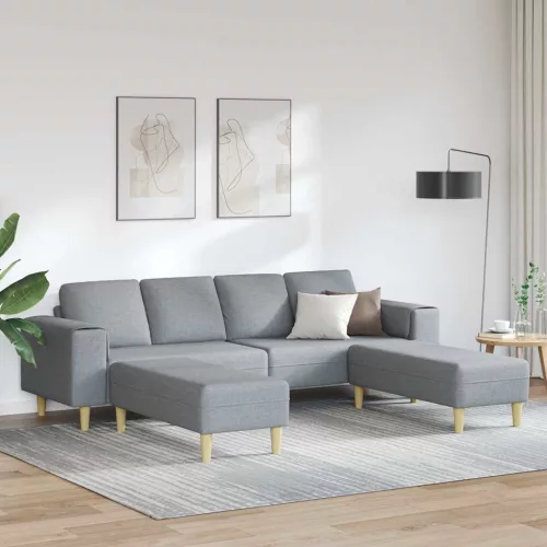 Kanapé Szett 3 pcs Világosszürke szövet