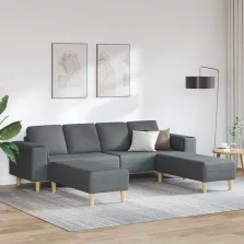 Kanapé Szett 3 pcs Sötétszürke szövet