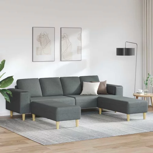 Kanapé Szett 3 pcs Sötétszürke szövet