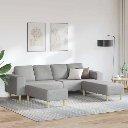 Kanapé Szett 3 pcs Felhős szürke szövet