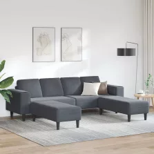 Kanapé Szett 3 pcs Sötétszürke Bársony