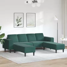 Kanapé Szett 3 pcs Sötétzöld Bársony