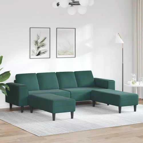 Kanapé Szett 3 pcs Sötétzöld Bársony