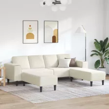 Kanapé Szett 3 pcs Krém Bársony