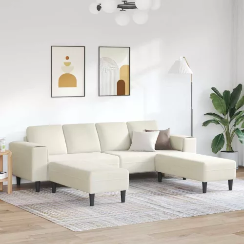 Kanapé Szett 3 pcs Krém Bársony