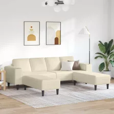 Szövet kanapé párnával Krém 208 cm Bársony anyag
