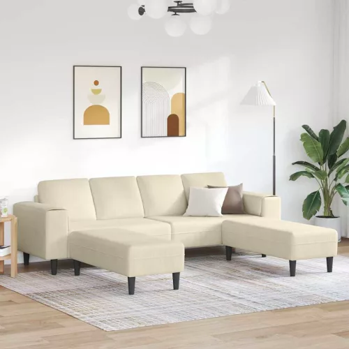 Szövet kanapé párnával Krém 208 cm Bársony anyag