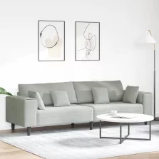   vidaXL Bársony Kanapé párnával Világosszürke 208 cm Bársony