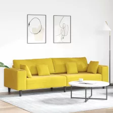 vidaXL Bársony Kanapé párnával Sárga 210 cm Bársony
