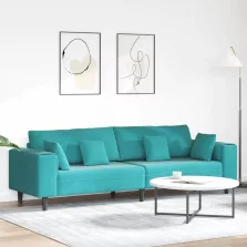 vidaXL Bársony Kanapé párnával Türkiz 208 cm Bársony