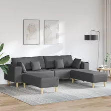   Szövet kanapé párnával 3 pcs Sötétszürke 208 cm szövet