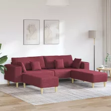 Szövet kanapé párnával 3 pcs Bordó 208 cm szövet