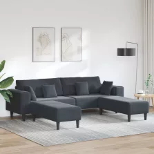 vidaXL Kanapé párnával 3 pcs Sötétszürke Bársony