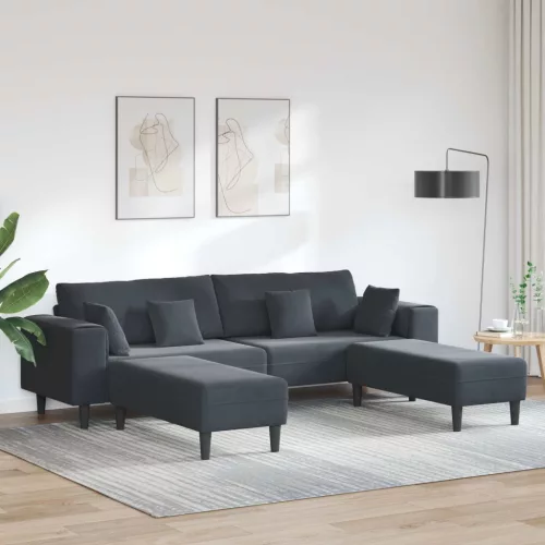 vidaXL Kanapé párnával 3 pcs Sötétszürke Bársony