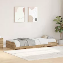   vidaXL Ágykeret fejtámlával fiókkal Artisan tölgy 70 x 190 cm Faanyag