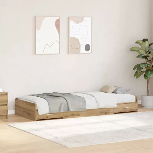 vidaXL Ágykeret fejtámlával fiókkal Artisan tölgy 70 x 190 cm Faanyag