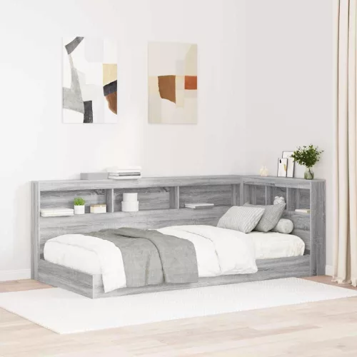 vidaXL Tároló fejtámla polcokkal tárolóval Szürke sonoma 90 cm Faanyag