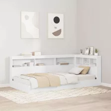  vidaXL Tároló fejtámla polcokkal fejtámlával Fehér 100 cm Faanyag
