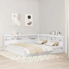   vidaXL Tároló fejtámla polcokkal fejtámlával Fehér 200 cm Faanyag