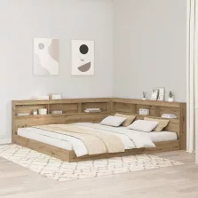   vidaXL Tároló fejtámla polcokkal kézműves tölgy 200 cm Faanyag