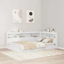   vidaXL Tároló fejtámla polcokkal fejtámlával Fehér 120 cm Faanyag